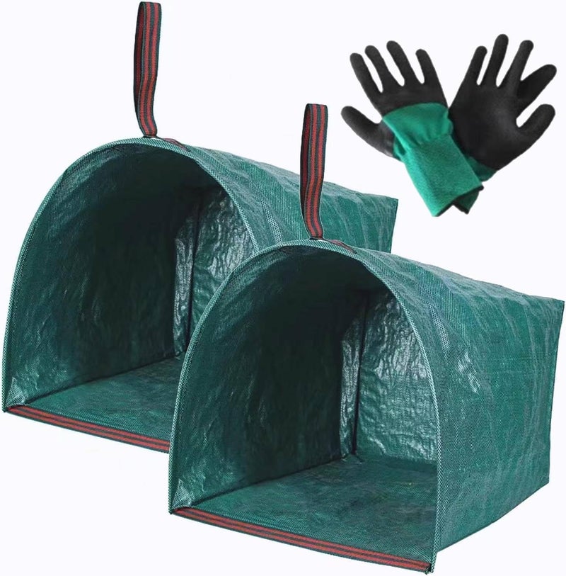 RISETEX 2 PACK Leaf Bag,Lawn Bags,Reuseable Yard Waste Bag, Heavy Duty Lawn and Leaf Bag With Gardening Gloves,40 Gallons Yard Bags for Leaves Lawn Grass Clippings Camping - Image 1